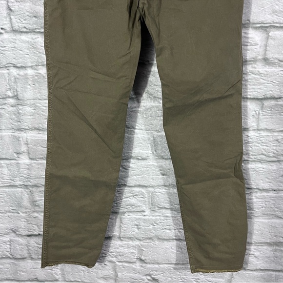 NILI LOTAN ‘Jenna’ Cropped Raw-Edge Cotton Twill Pants Olive Green US 2 - Picture 8 of 11